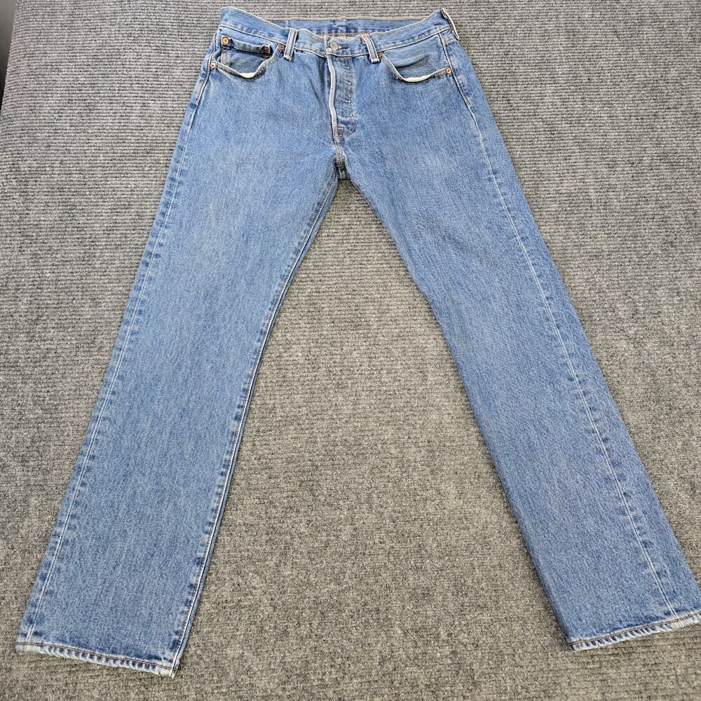 Levi's 501 Jeans Mens 33x32 Blue Light Wash Button Fly